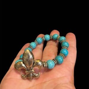 Turquoise Bracelet with Charm Stretchy Womens Jewellery